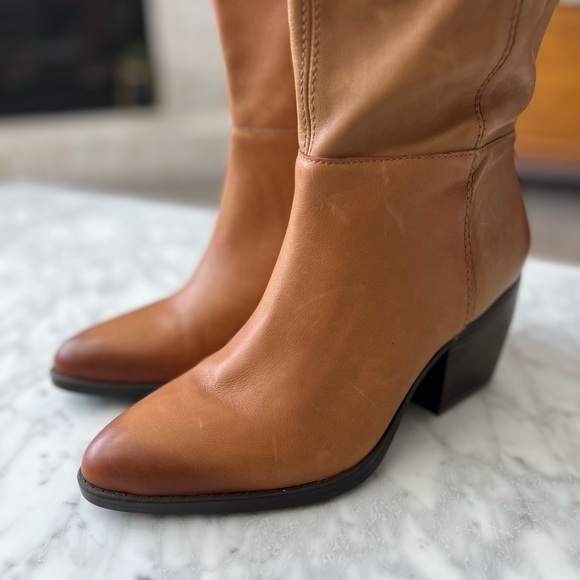 Tan Leather Knee-High Cowgirl Boots - Picture 6 of 15